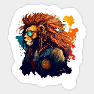 Hipster Lion Sticker